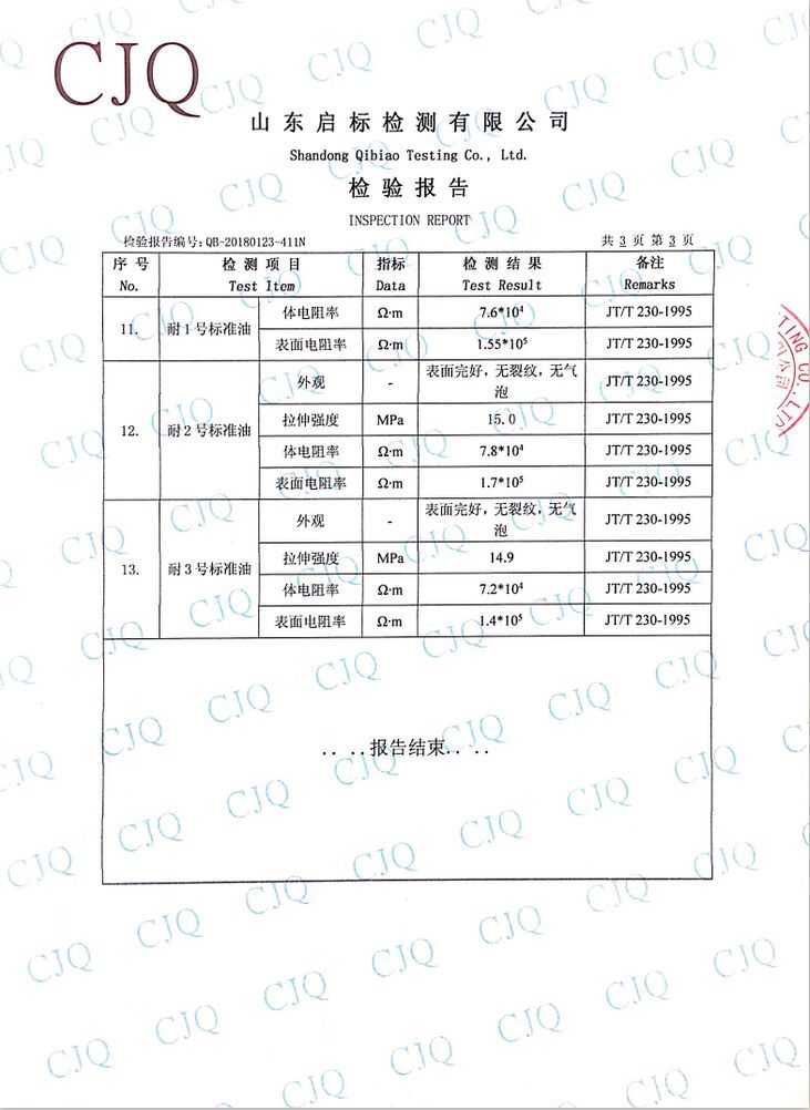 2018年HTY1250型靜電拖地帶檢驗(yàn)報(bào)告